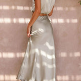 エステファニア - レディースサテントップスとスカートセット