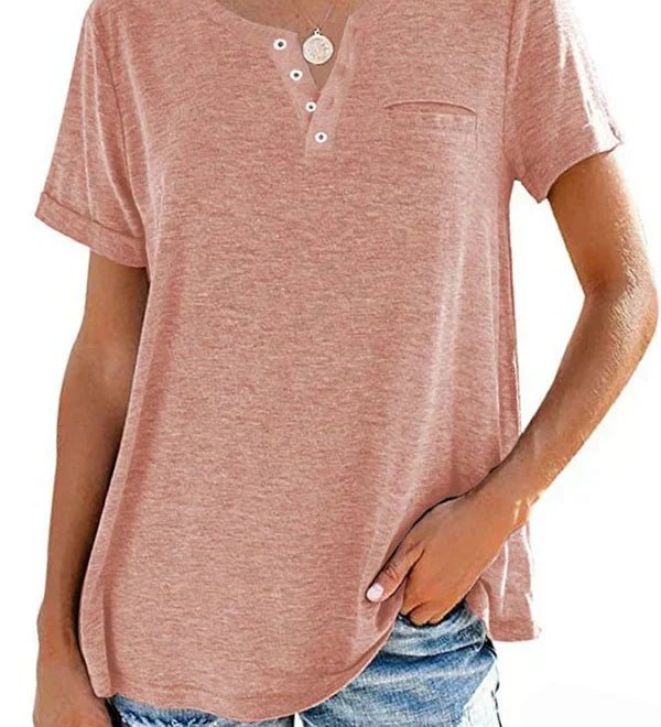 Eira™ おしゃれな無地ポケット付きショートスリーブTシャツ