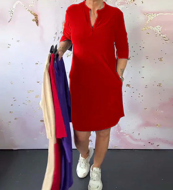 Hanneke™ | シンプルなVネックドレス