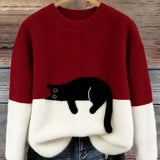 ルナ | 猫のグラフィック付き女性用セーター
