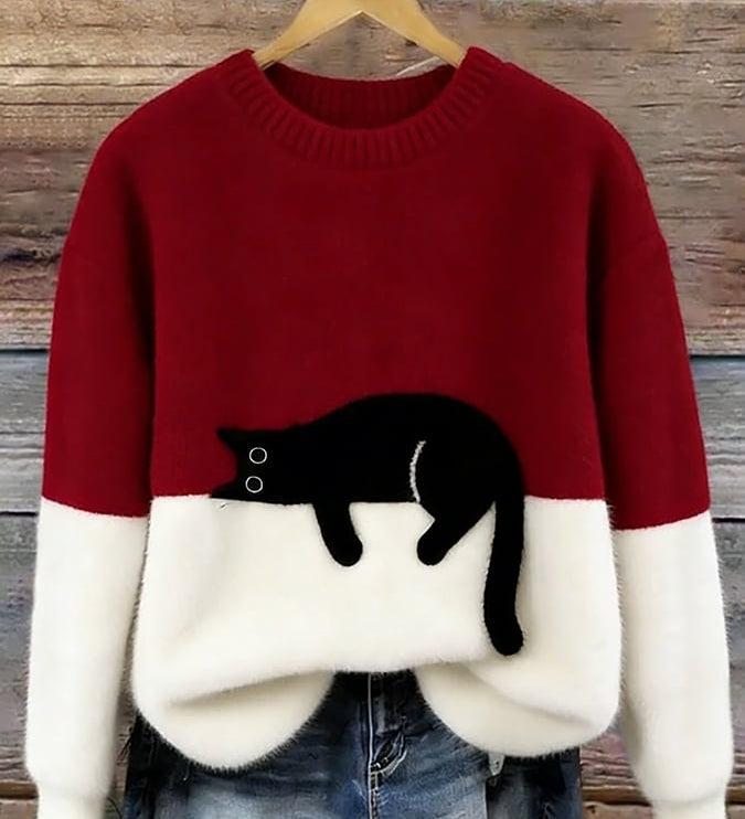 ルナ | 猫のグラフィック付き女性用セーター