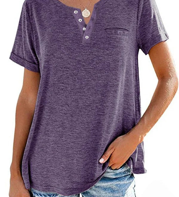 Eira™ おしゃれな無地ポケット付きショートスリーブTシャツ