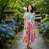 ミサキ｜カラフル花柄のワイドワンピース